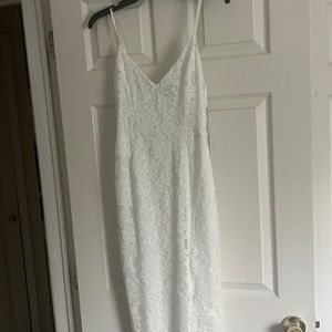 Midi length lace white dress